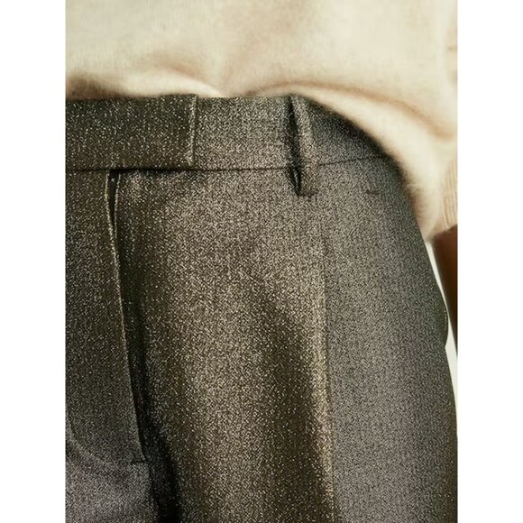 Reiss Sienna Sparkle Tapered Trousers in Dark Gold Sz 6 NEw $220 - Picture 3 of 5